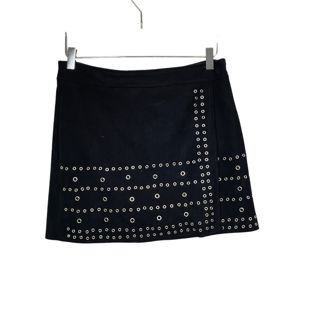 Buffalo David Bitton Black Faux Suede Mini Skirt w/Grommet Detail Size M